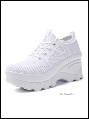 Orthopedic Chunky Platform Knitted Walking Shoes with Arch Support